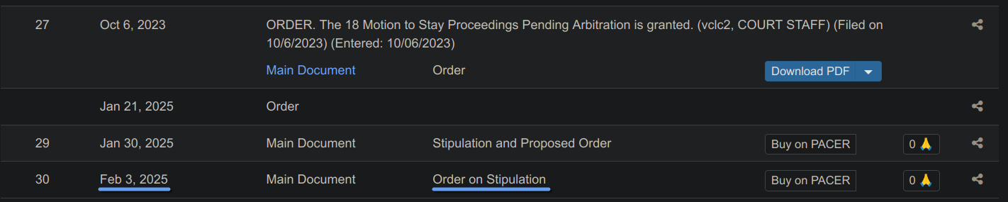 Court proceedings from Coinbase's 2023 lawsuit.